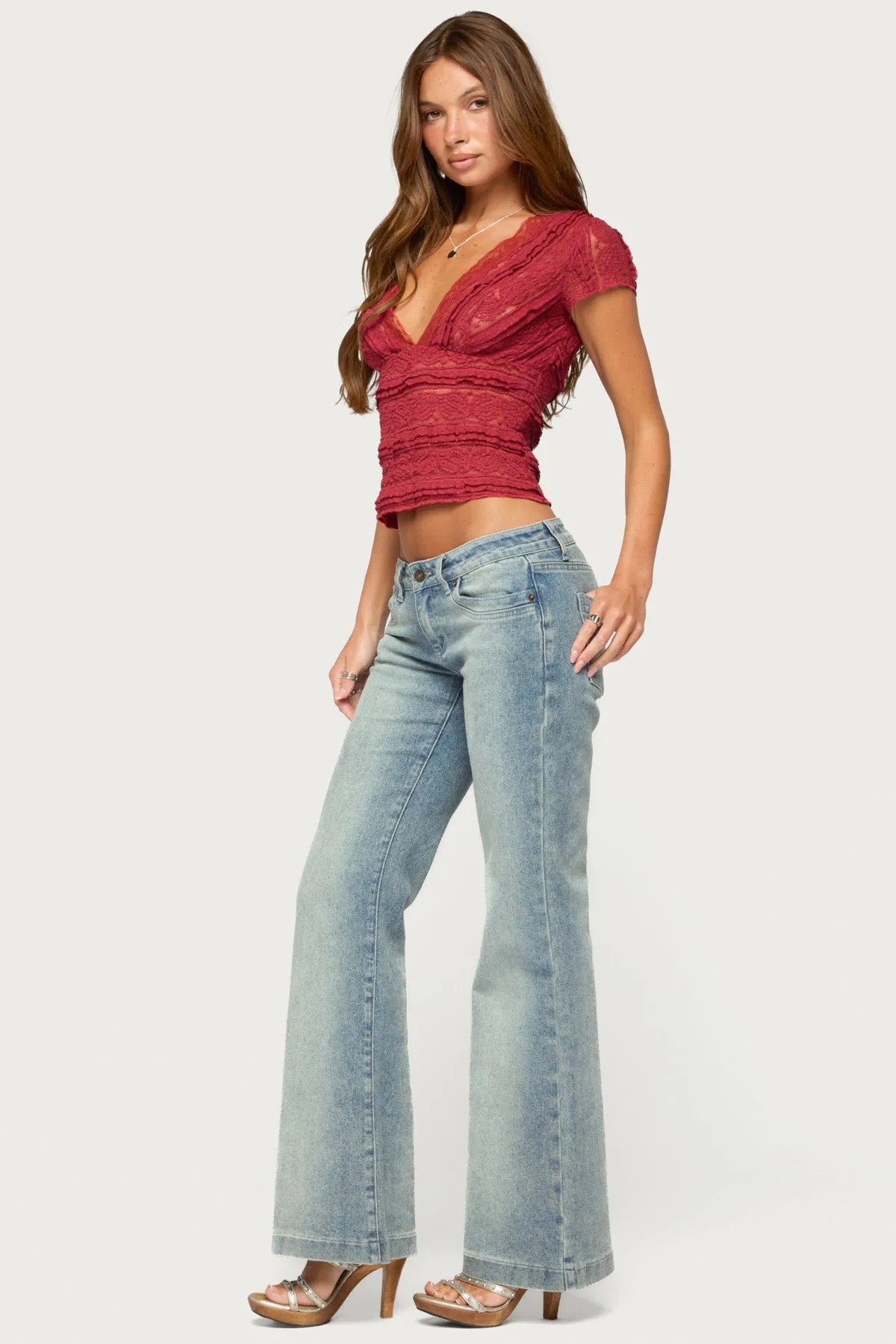 Avalee Sheer Lace V Neck Top sold by Edikted product image thumbnail 4