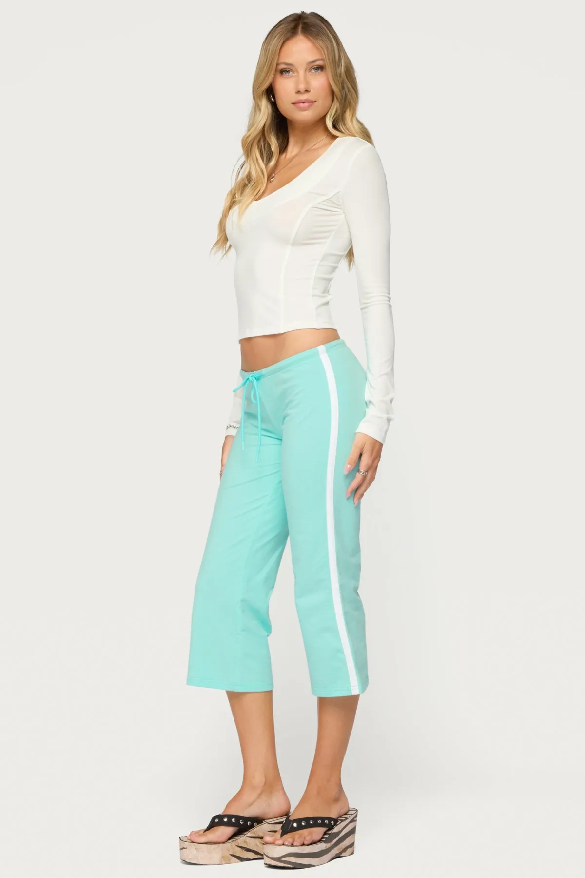 Milene Contrast French Terry Capri Pants sold by Edikted product image thumbnail 5