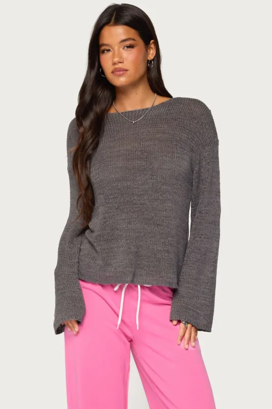 Drop Shoulder Light Knit Sweater made by Edikted