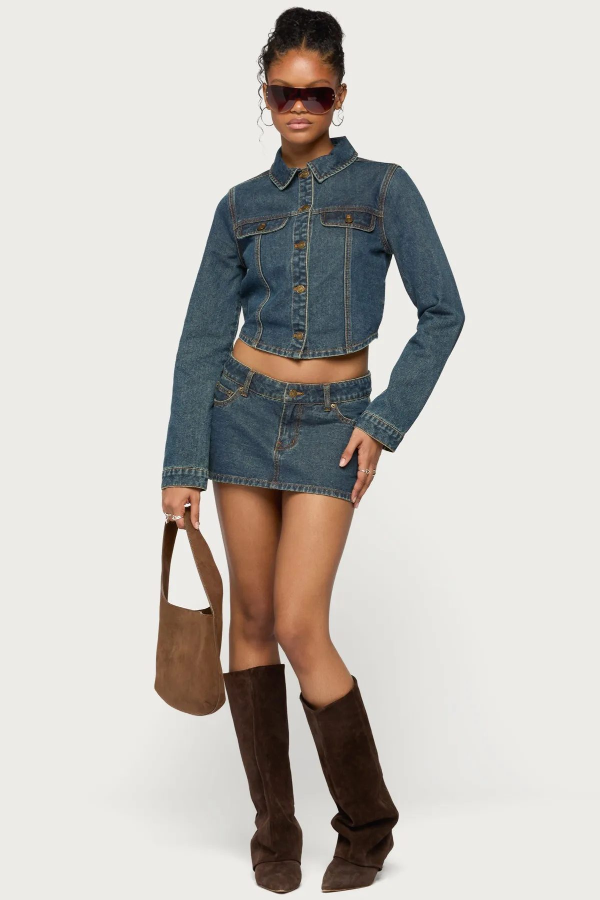 Dayla Cropped Denim Jacket sold by Edikted product image thumbnail 2