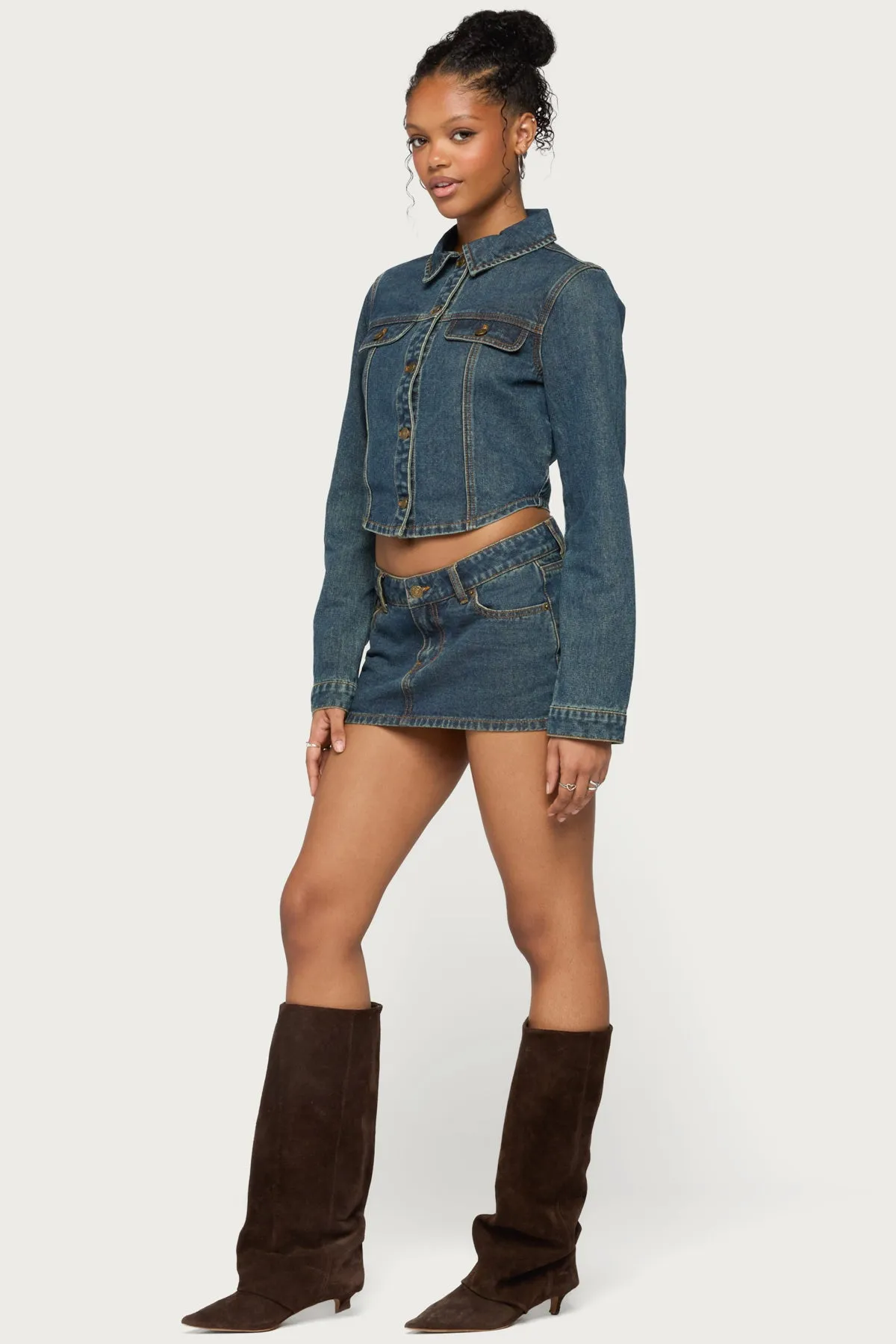 Dayla Cropped Denim Jacket sold by Edikted product image thumbnail 5