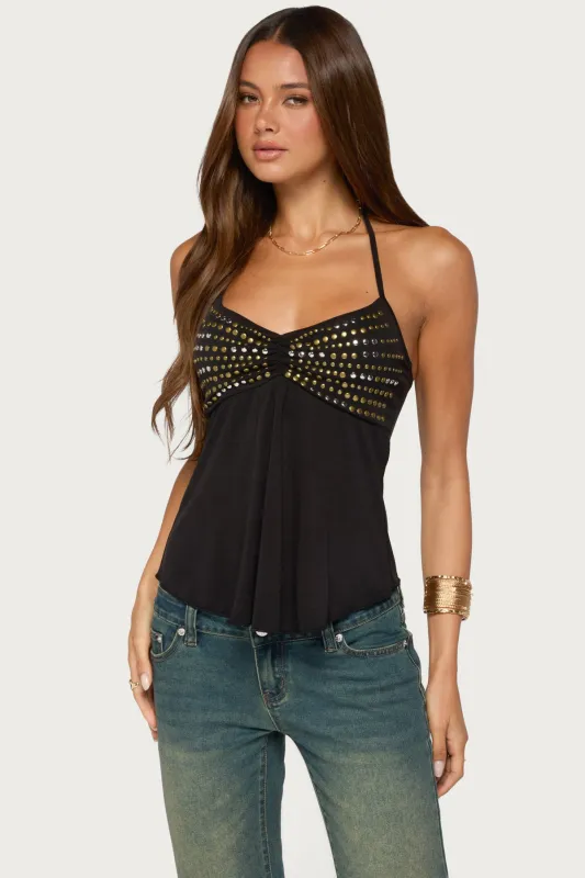 Ivana Studded Halter Top made by Edikted