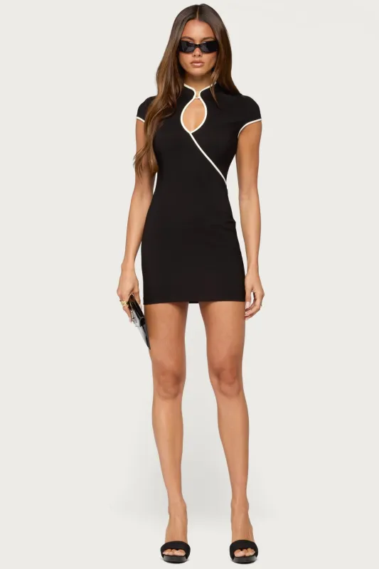 Paira Cutout High Neck Mini Dress made by Edikted