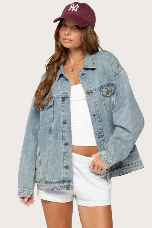 Dalia Oversized Denim Jacket made by Edikted