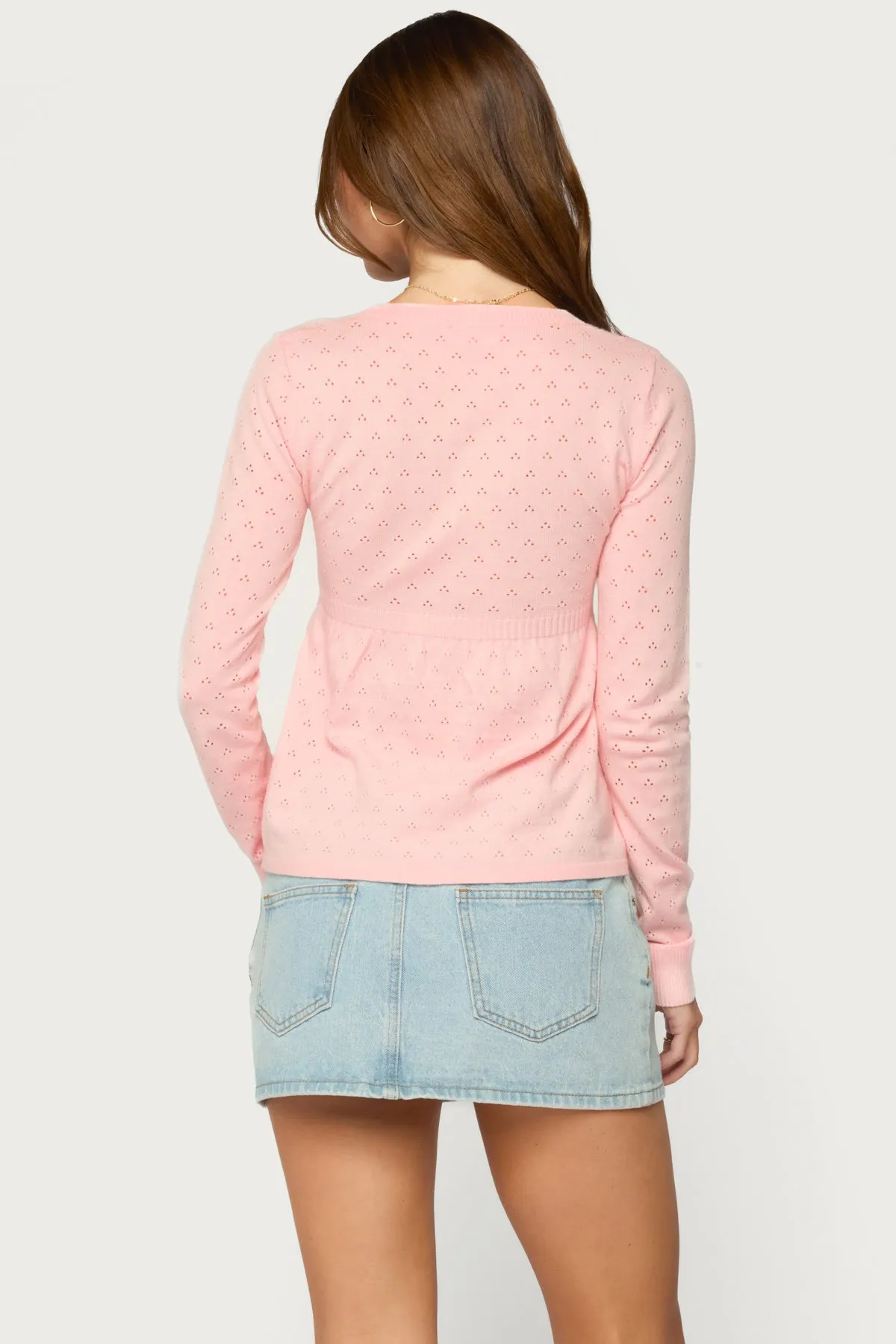 Basha Pointelle Knit V Neck Top sold by Edikted product image thumbnail 5