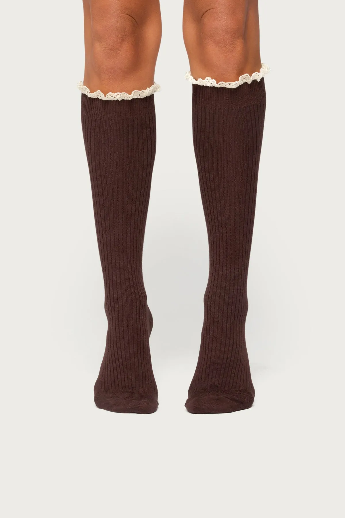 Lacey Ruffle Knee High Socks sold by Edikted product image thumbnail 2