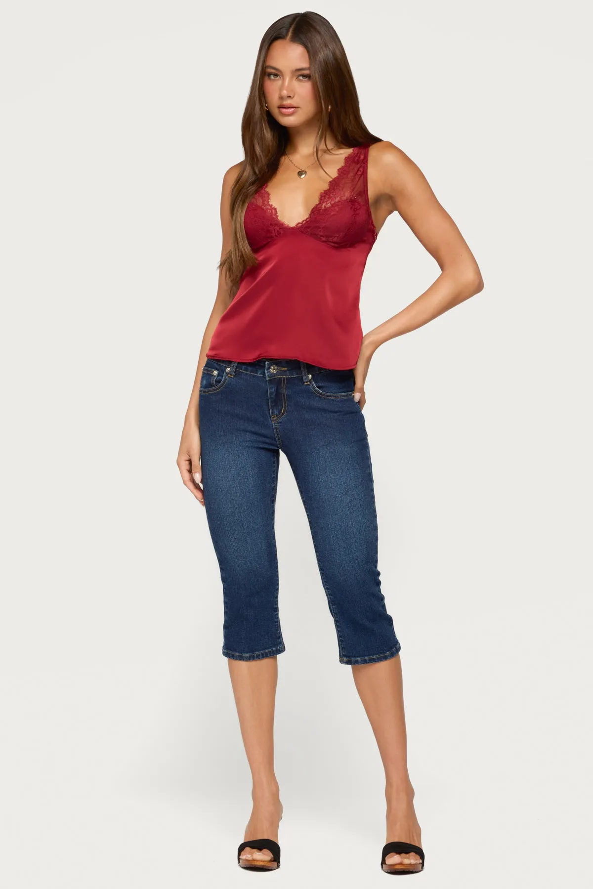 Vikkey Lacey Satin Effect Tank Top sold by Edikted product image thumbnail 5