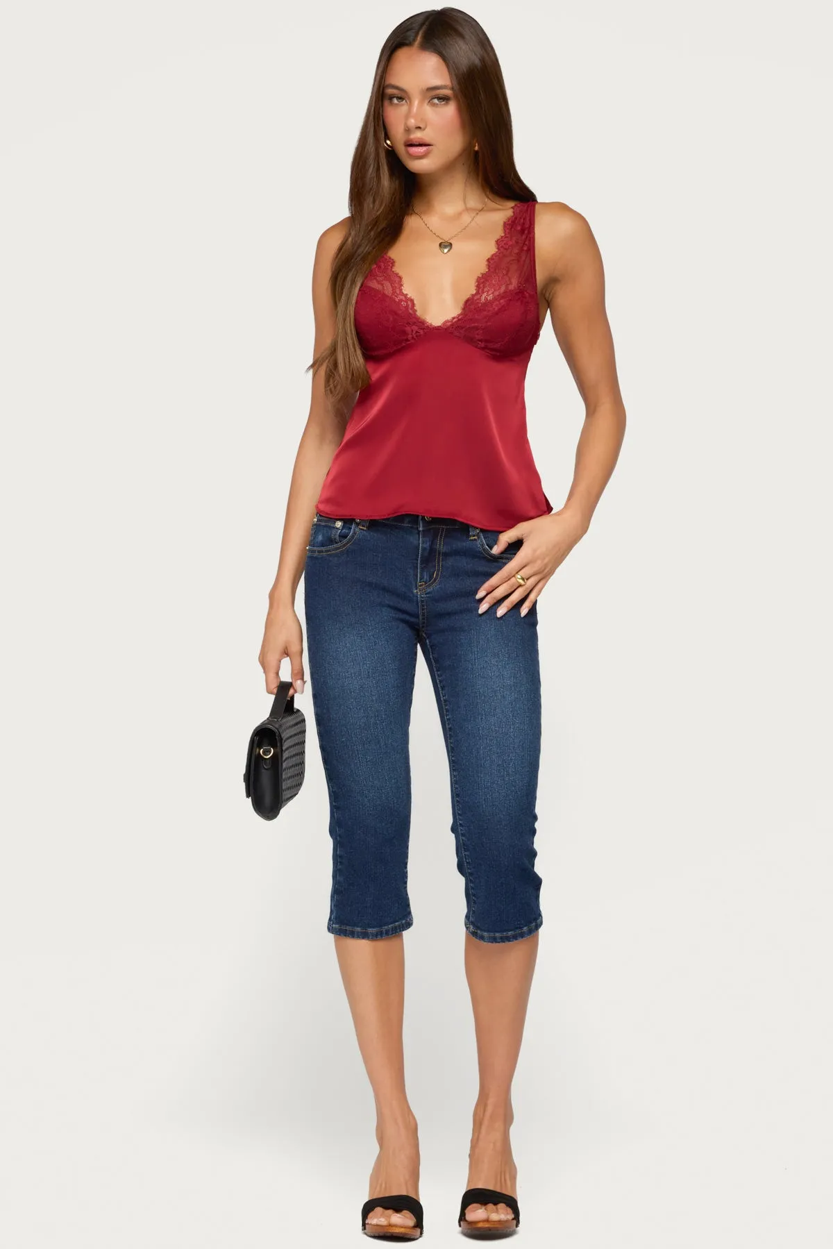 Vikkey Lacey Satin Effect Tank Top sold by Edikted product image thumbnail 2