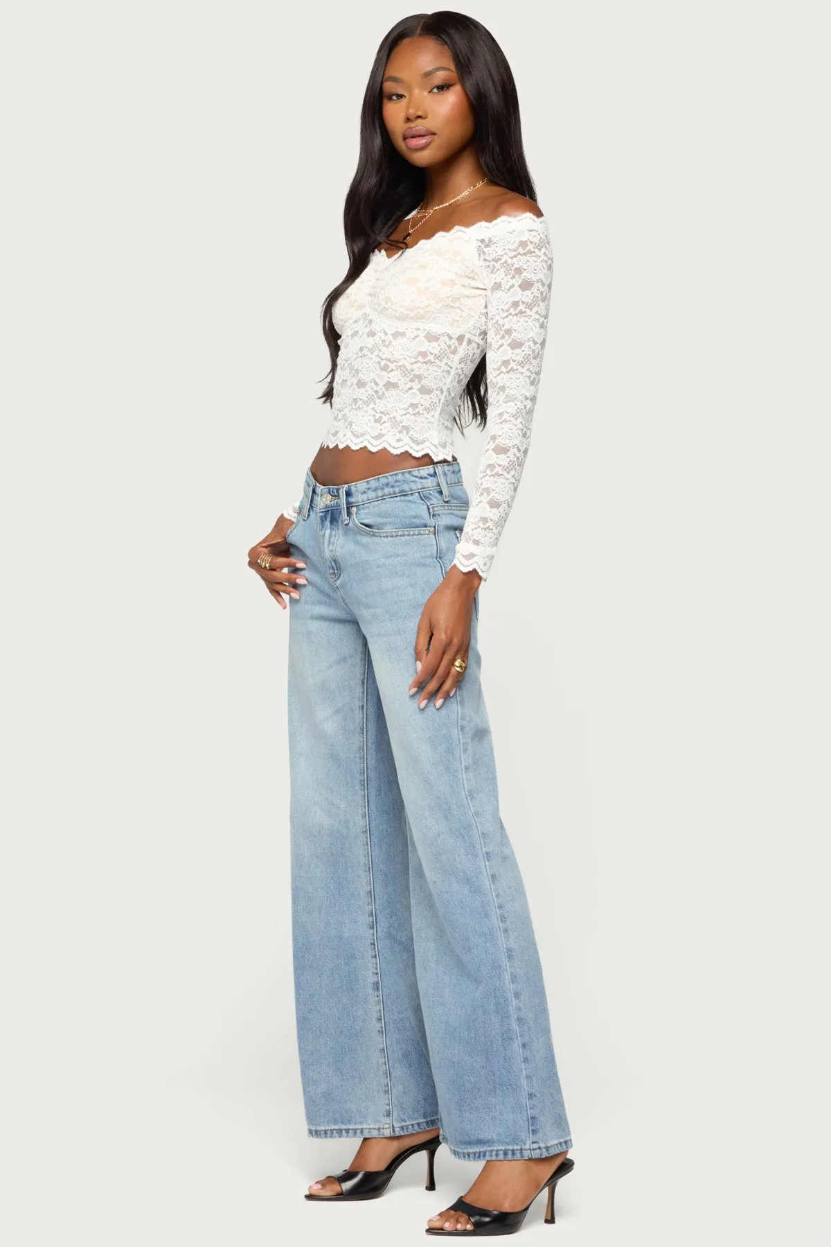 Thaia Sheer Lace Long Sleeve Top sold by Edikted product image thumbnail 5
