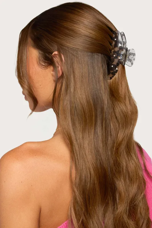 Lace And Rhinestone Claw Clip made by Edikted