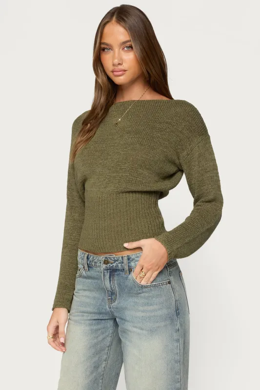 Tezi Boat Neck Light Knit Top made by Edikted