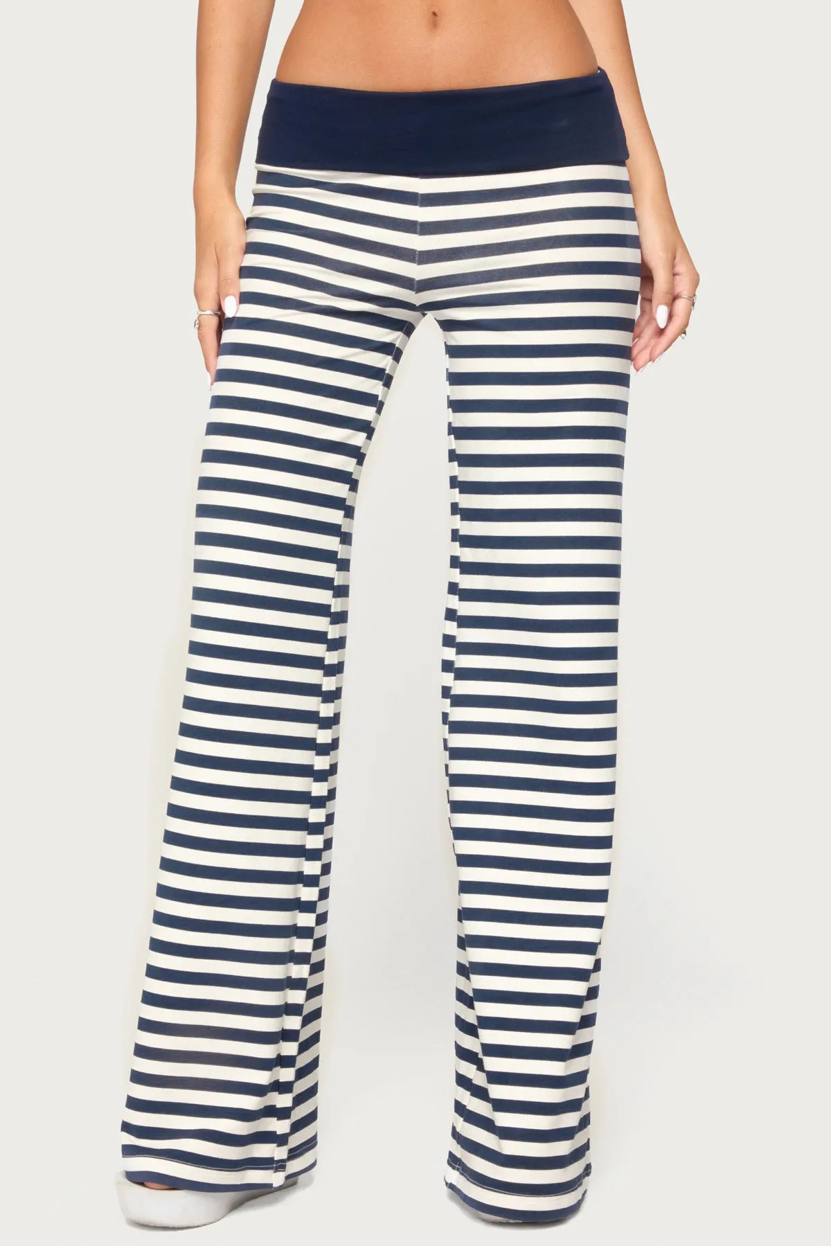 Fina Contrast Foldover Striped Pants sold by Edikted product image thumbnail 2