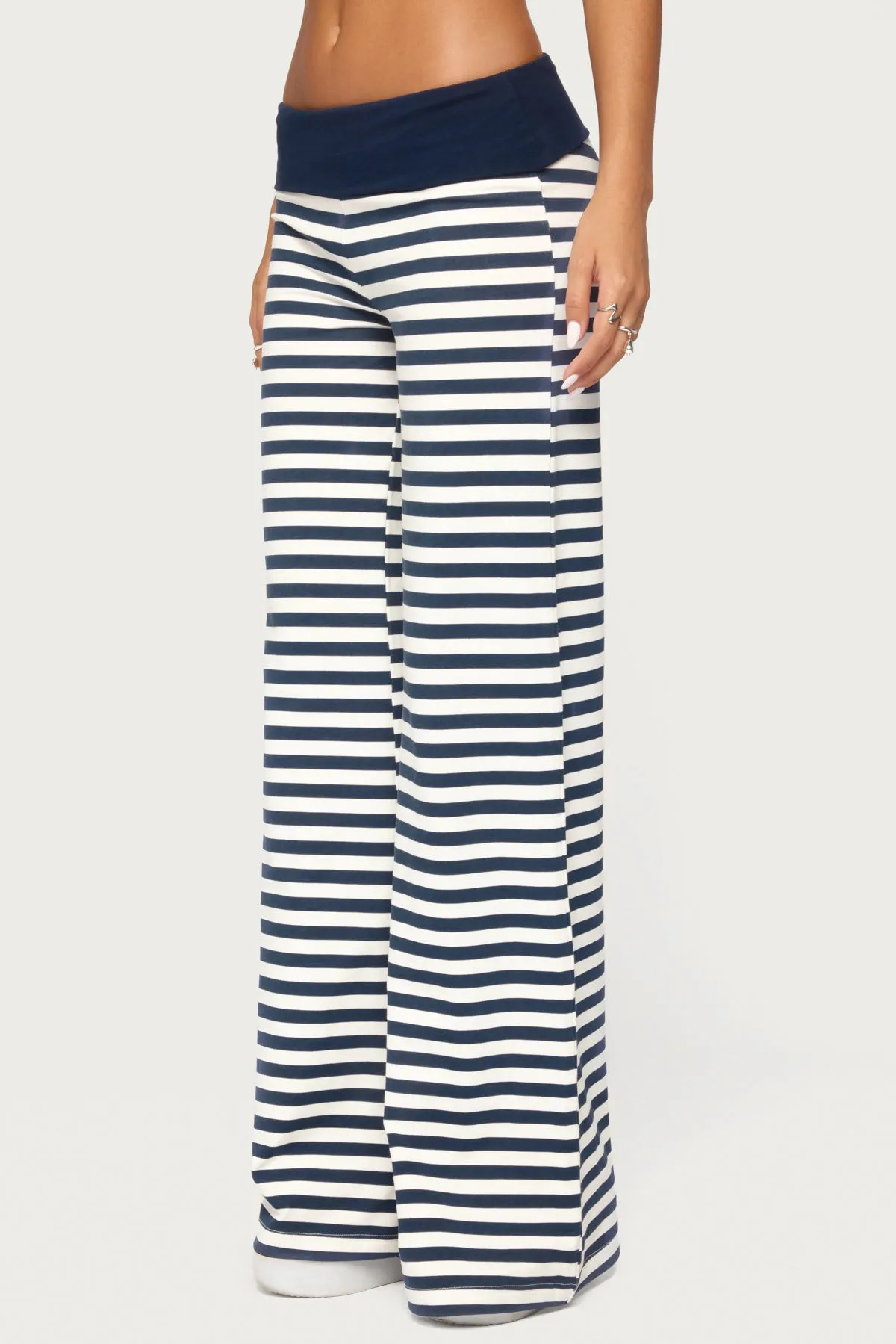 Fina Contrast Foldover Striped Pants sold by Edikted product image thumbnail 3