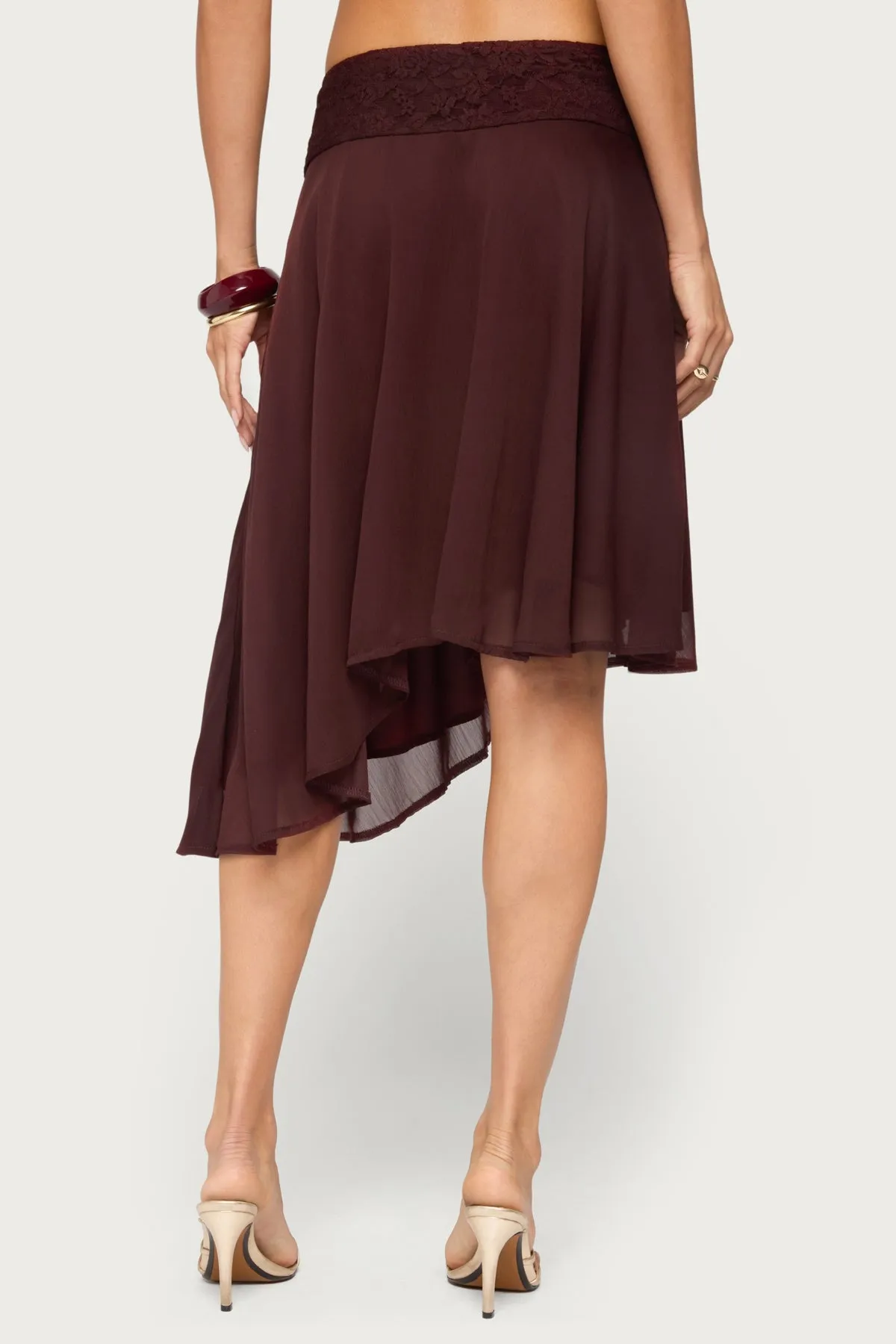 Evia Lacey Asymmetric Midi Skirt sold by Edikted product image thumbnail 4
