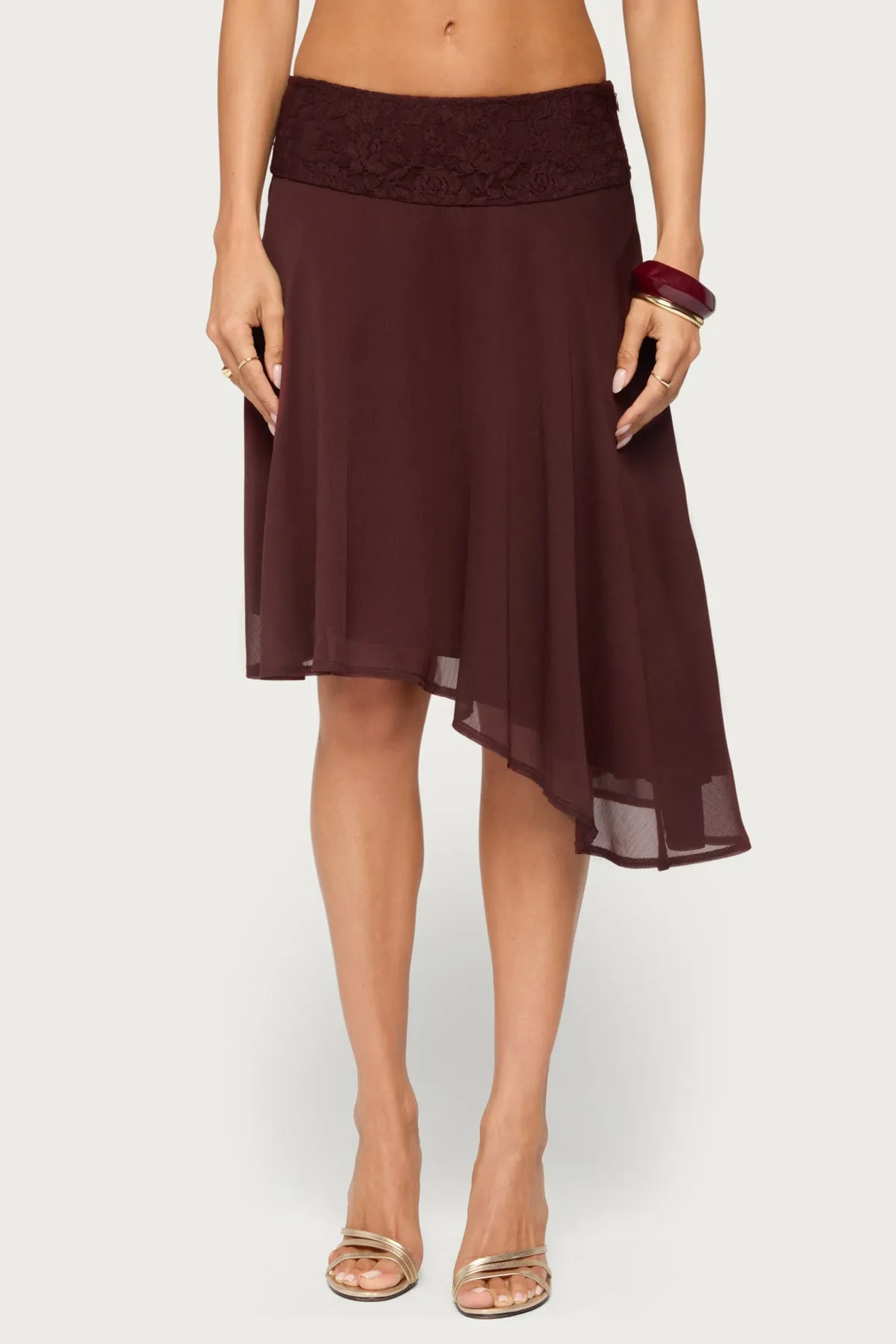 Evia Lacey Asymmetric Midi Skirt sold by Edikted product image thumbnail 2
