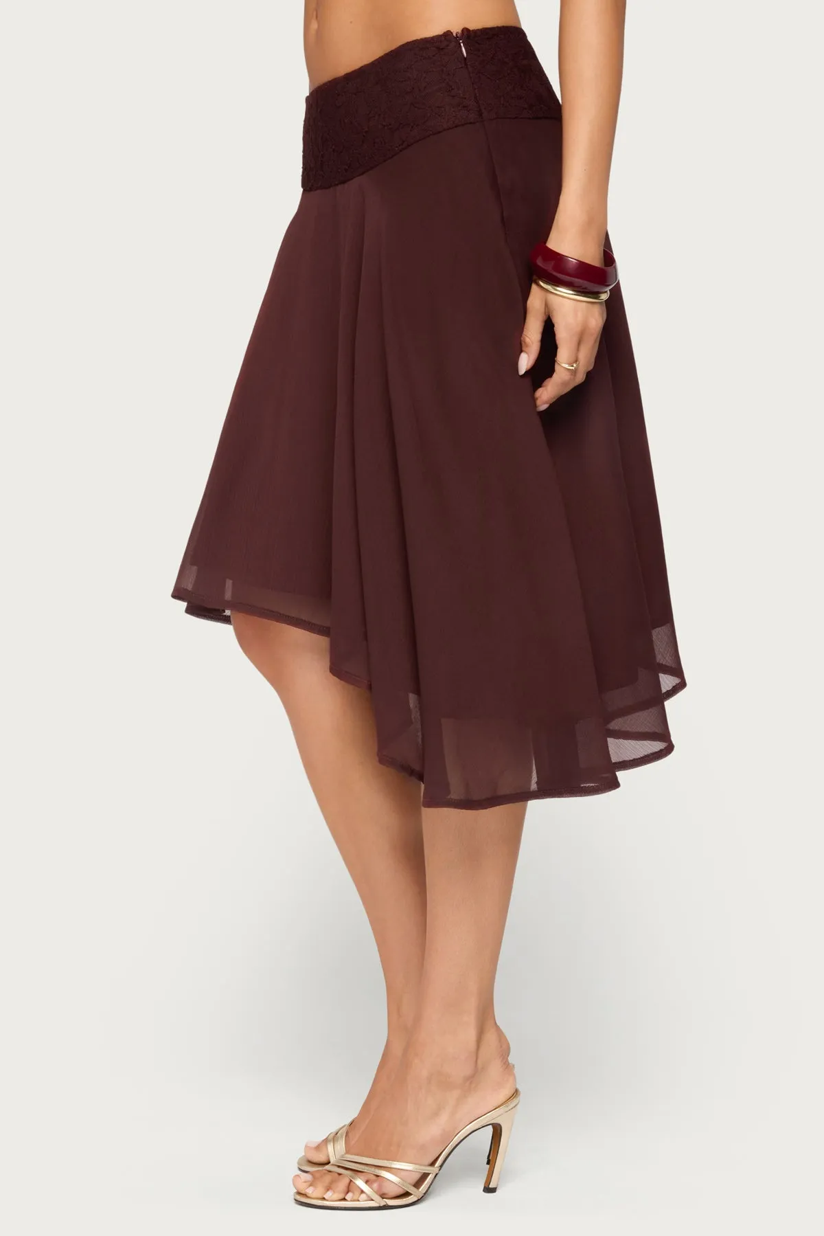 Evia Lacey Asymmetric Midi Skirt sold by Edikted product image thumbnail 3