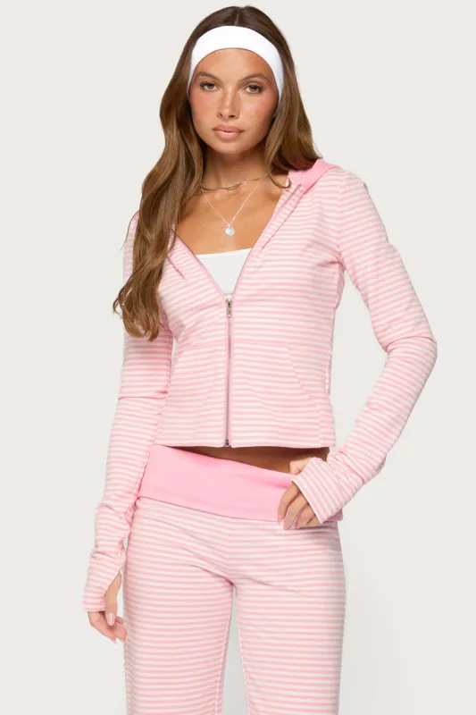 Meggy Striped Zip Up Hoodie made by Edikted