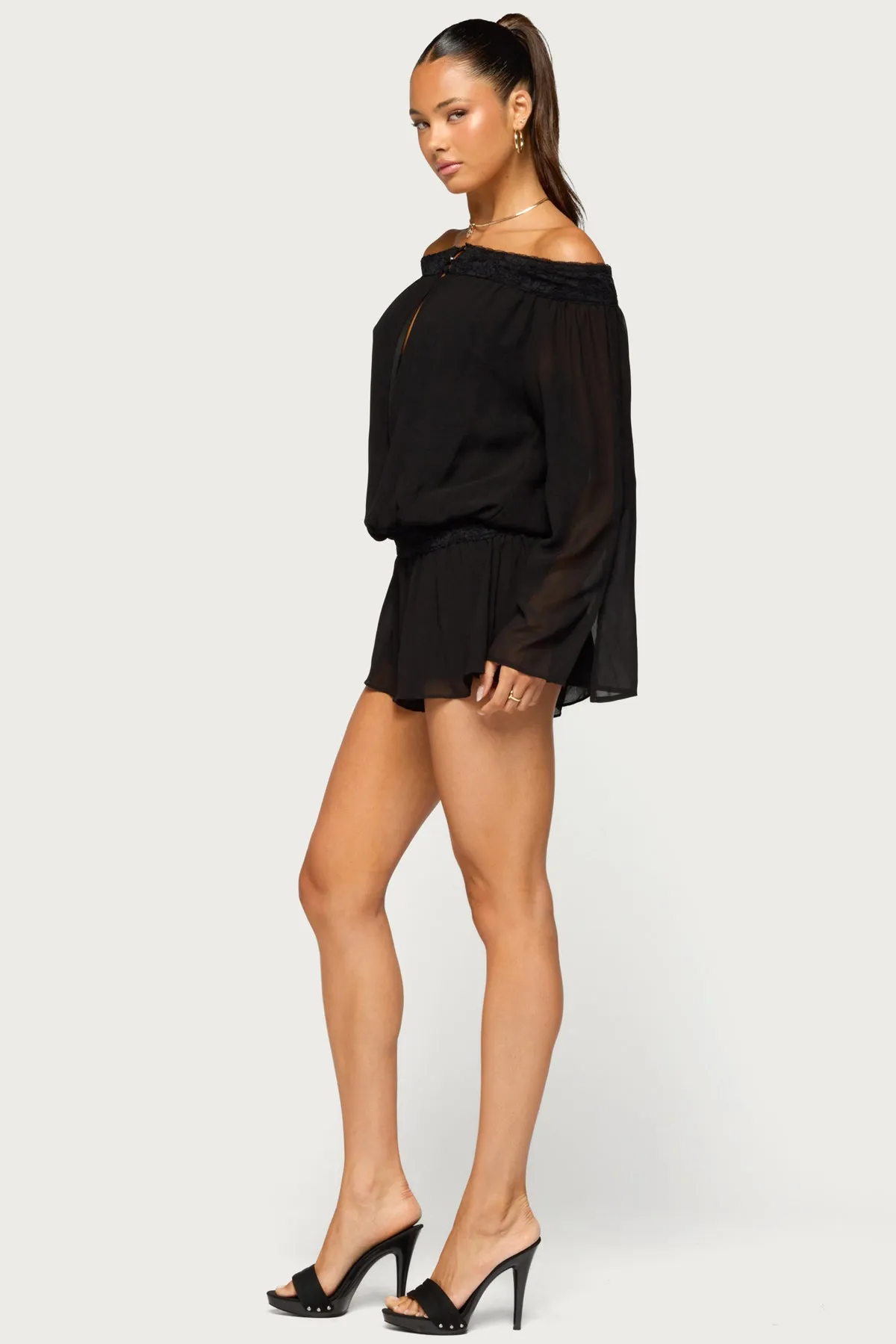 Jeala Lacey Chiffon Romper sold by Edikted product image thumbnail 3