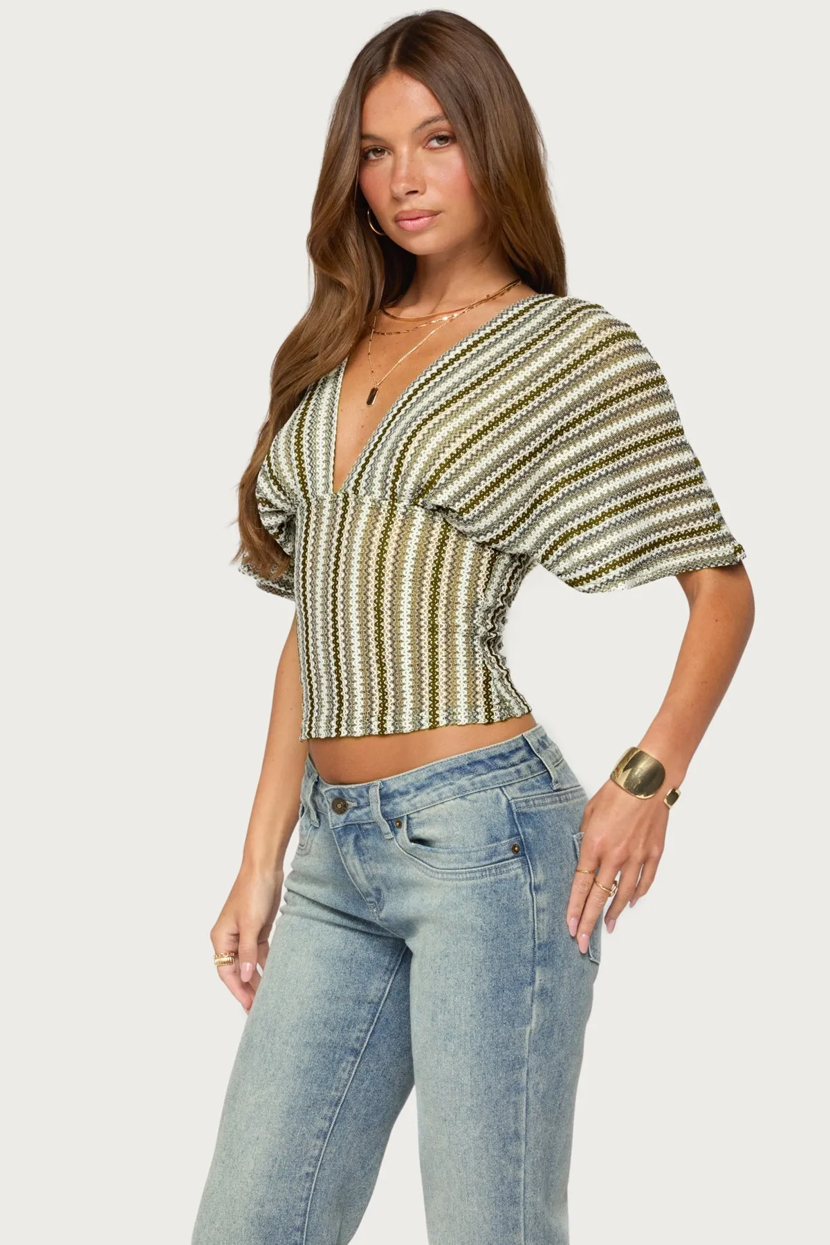 Alwyn Flutter Crochet Zigzag Top sold by Edikted product image thumbnail 3