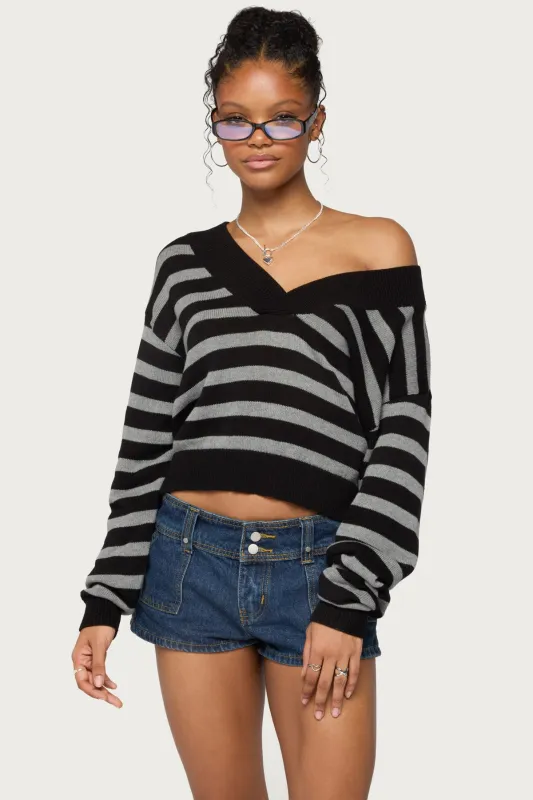Benz Striped Knit Sweater made by Edikted