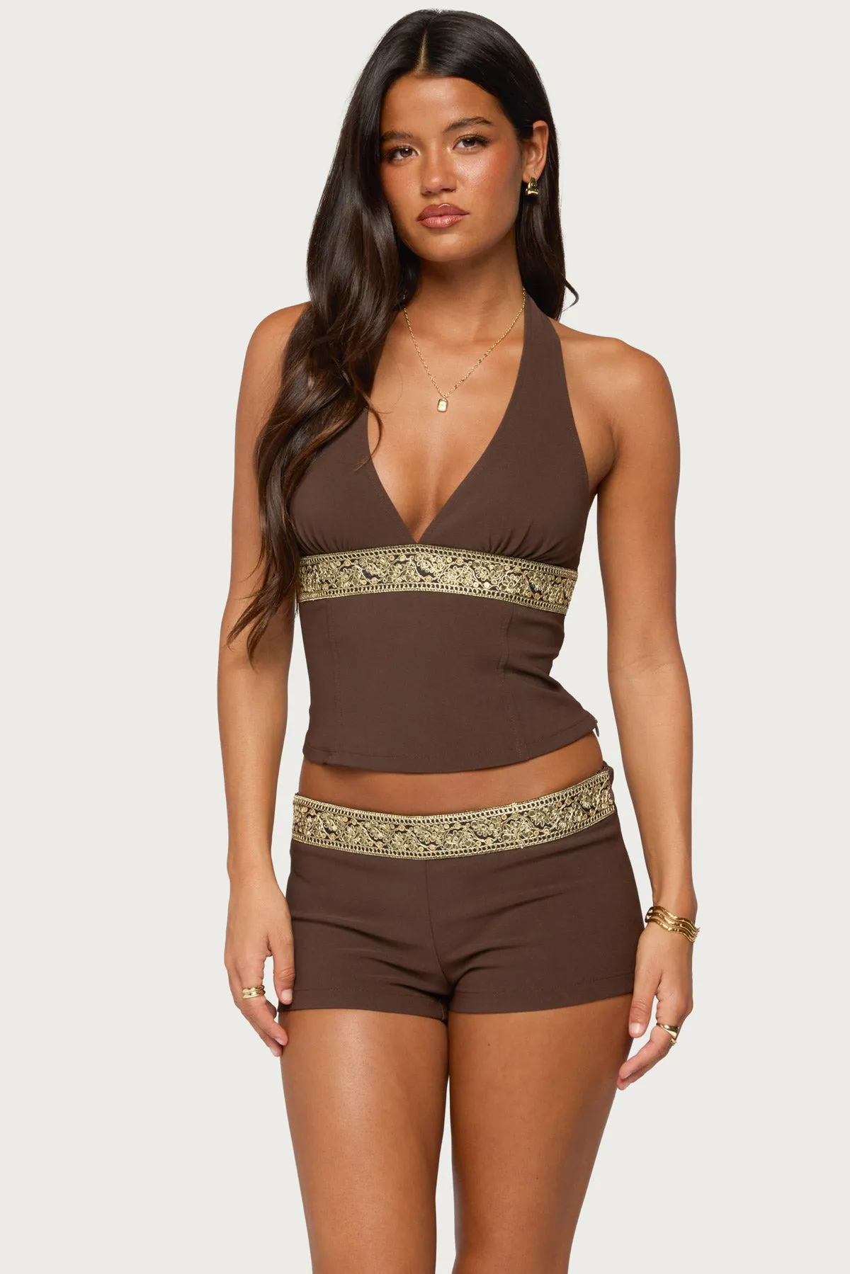 Jasia Sequin Halter Top sold by Edikted