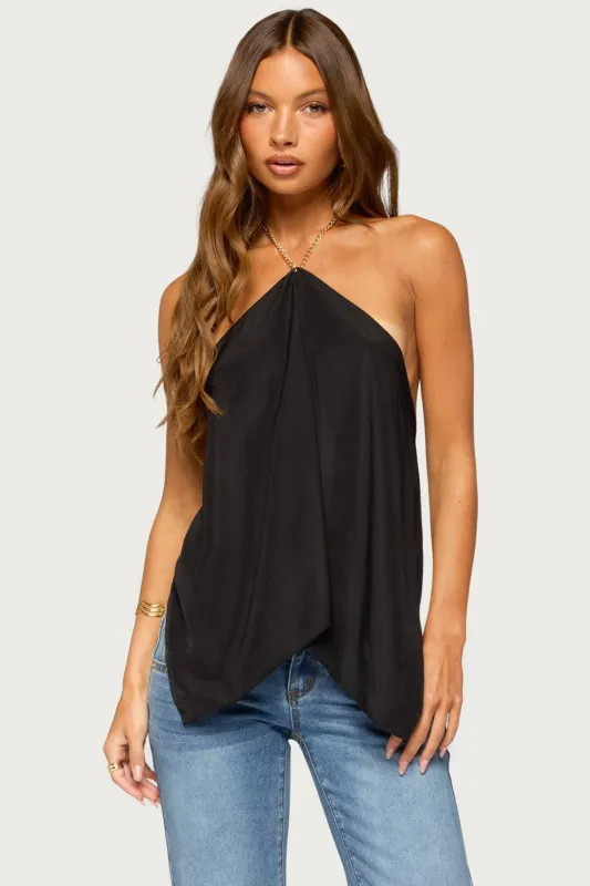 Elni Chain Backless Halter Top made by Edikted