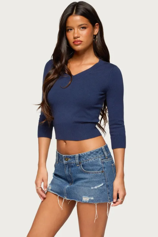 Camren Three-Quarter Sleeve Knit Top made by Edikted