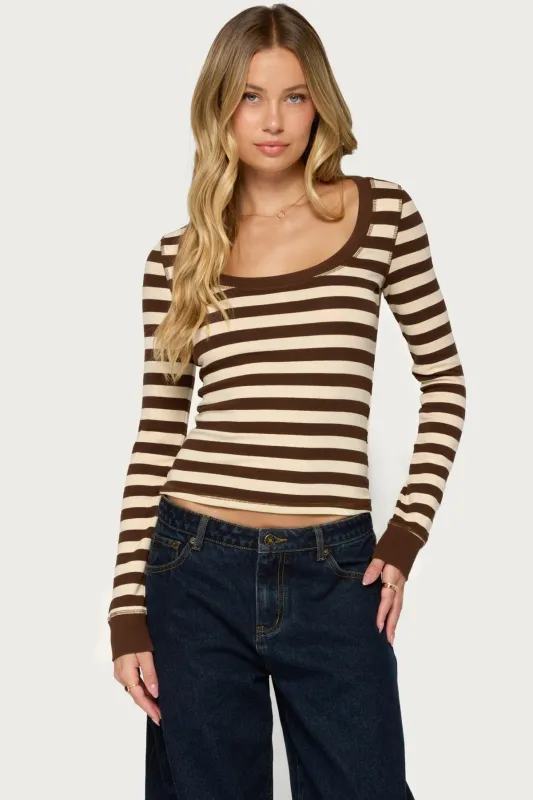 Rainey Striped Long Sleeve Top made by Edikted