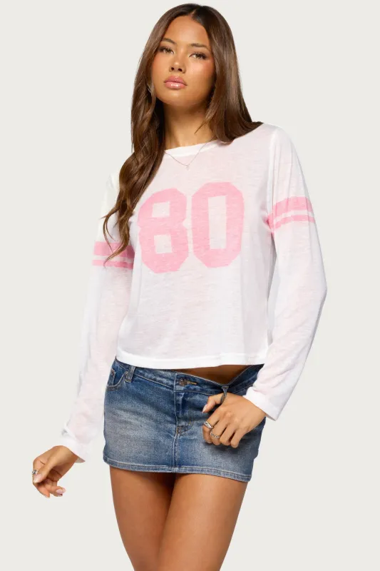 80's Chic Sheer Long Sleeve Top made by Edikted