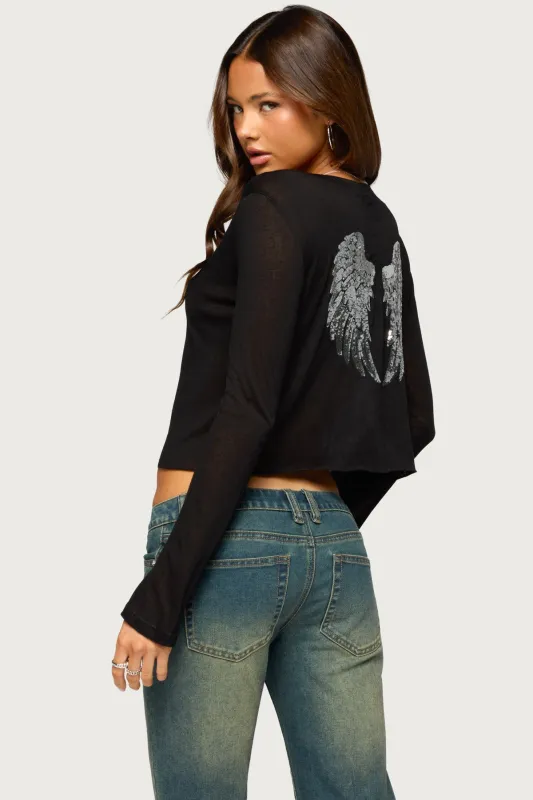 Angel Girl Sheer Long Sleeve Top made by Edikted