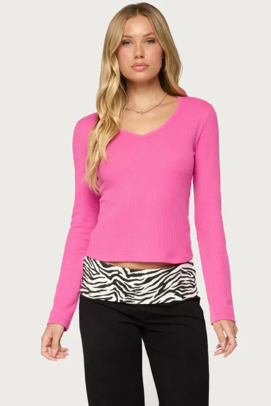 Yasmeen Long Sleeve Waffle Top made by Edikted