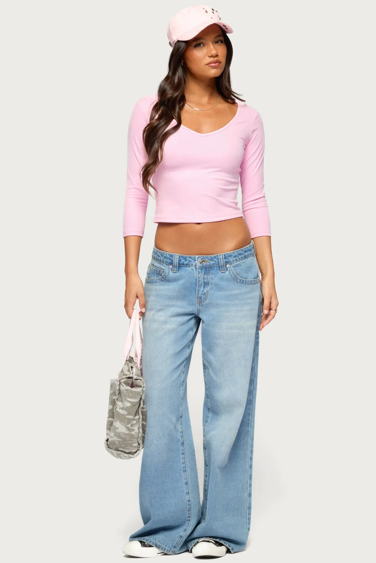 Lakia V Neck Three-Quarter Sleeve Top sold by Edikted product image thumbnail 2