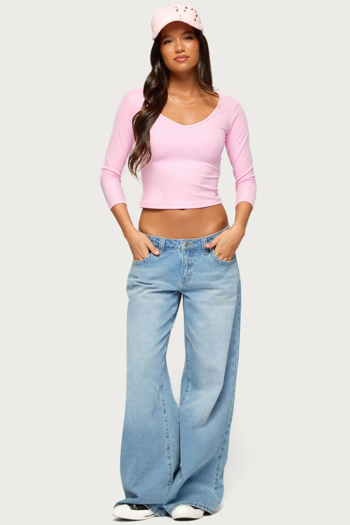 Lakia V Neck Three-Quarter Sleeve Top sold by Edikted product image thumbnail 5