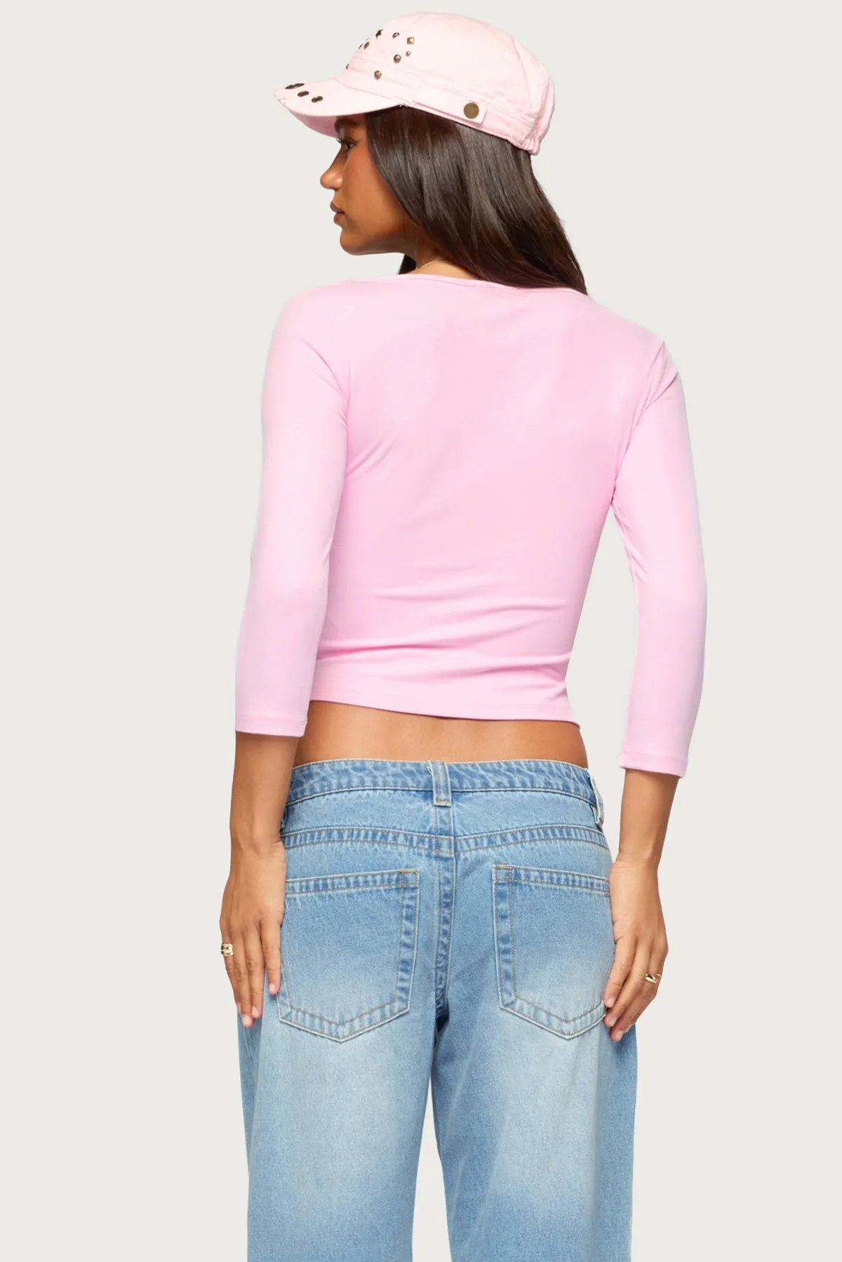 Lakia V Neck Three-Quarter Sleeve Top sold by Edikted product image thumbnail 4