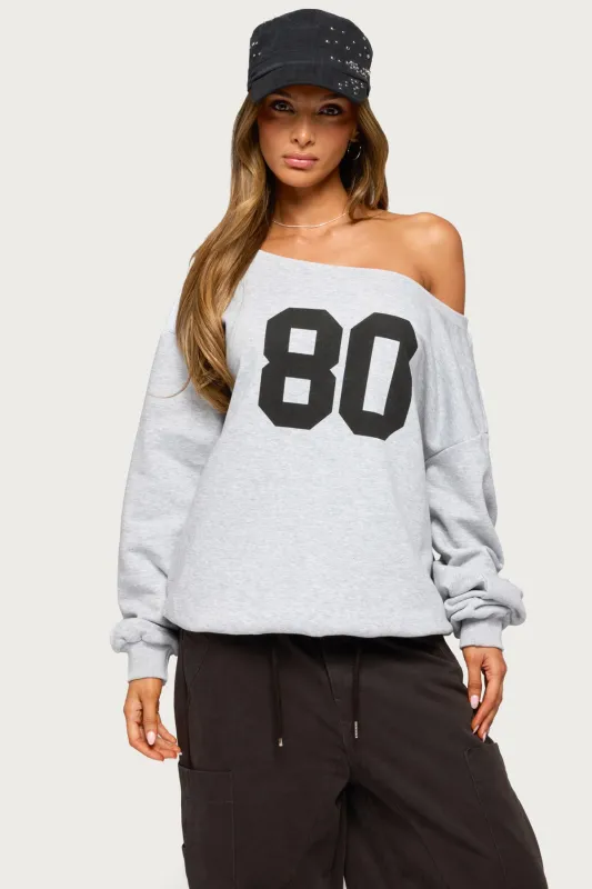 80 Girl Off Shoulder Sweatshirt made by Edikted