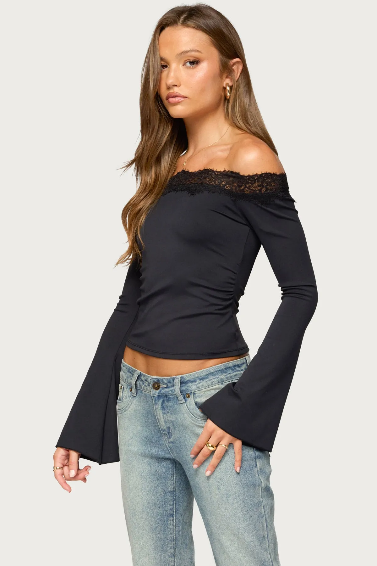 Kania Lacey Off Shoulder Top sold by Edikted product image thumbnail 3