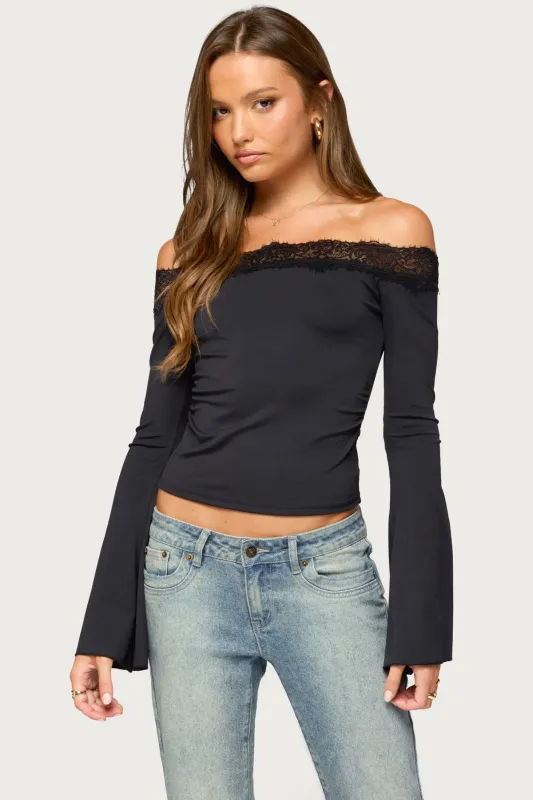 Kania Lacey Off Shoulder Top made by Edikted