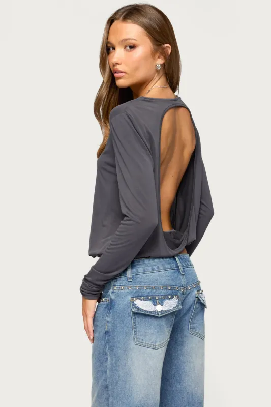 Kinslee Backless Long Sleeve Top made by Edikted