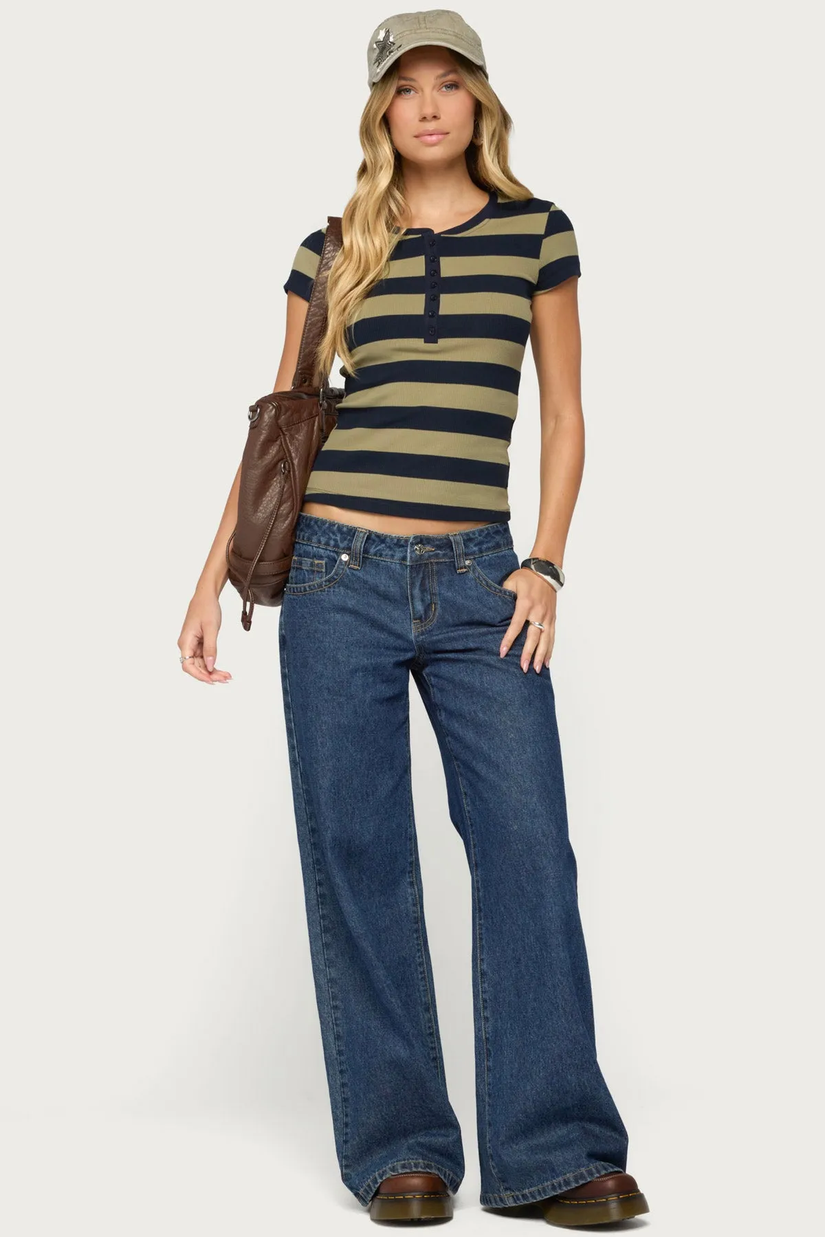 Rhianon Striped Henley Top sold by Edikted product image thumbnail 2