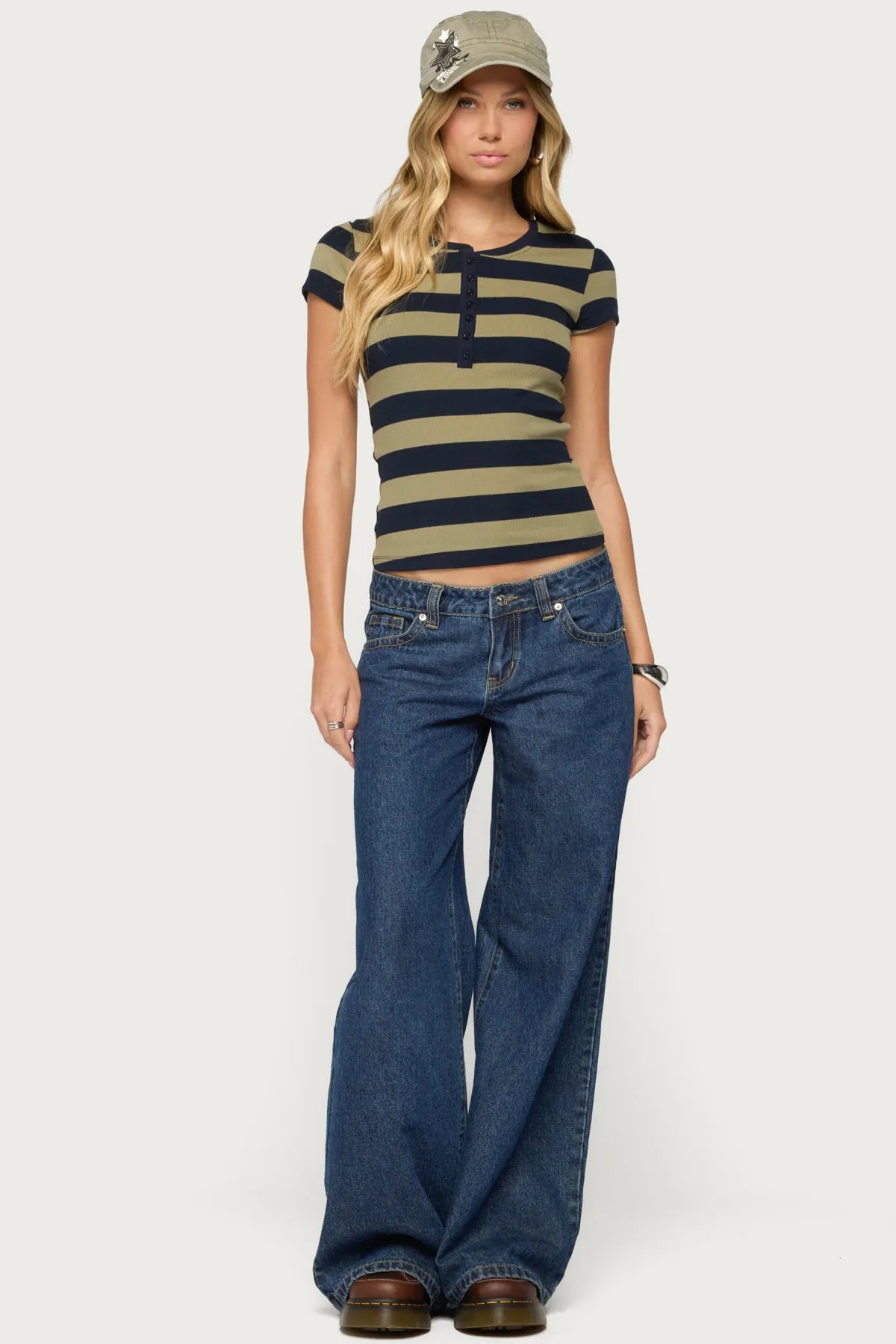 Rhianon Striped Henley Top sold by Edikted product image thumbnail 4