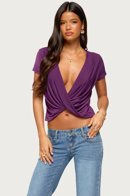 Addie Deep V Twist Front Top made by Edikted