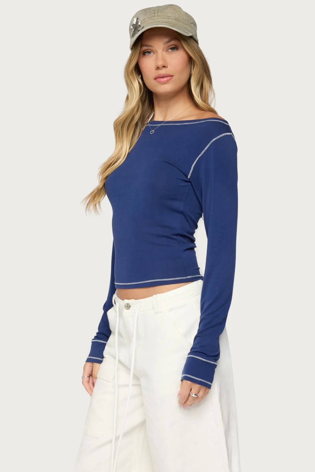 Brooklynn Boat Neck Long Sleeve Top sold by Edikted product image thumbnail 3