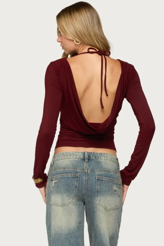 Naela Cowl Back Long Sleeve Top made by Edikted
