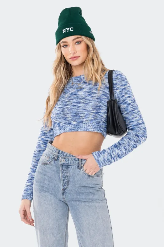 Emily Tri-Color Cropped Sweater sold by Edikted