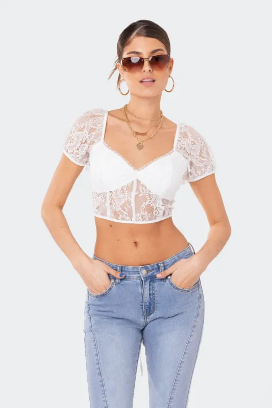 Lace Tie-Back Top sold by Edikted