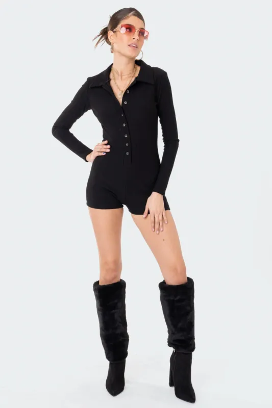 Kelsy Ribbed Romper sold by Edikted