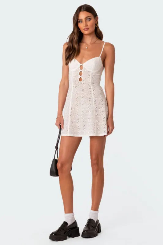 Promise Eyelet Cupped Dress sold by Edikted