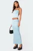 Satin Back Slitted Low Rise Maxi Skirt sold by Edikted
