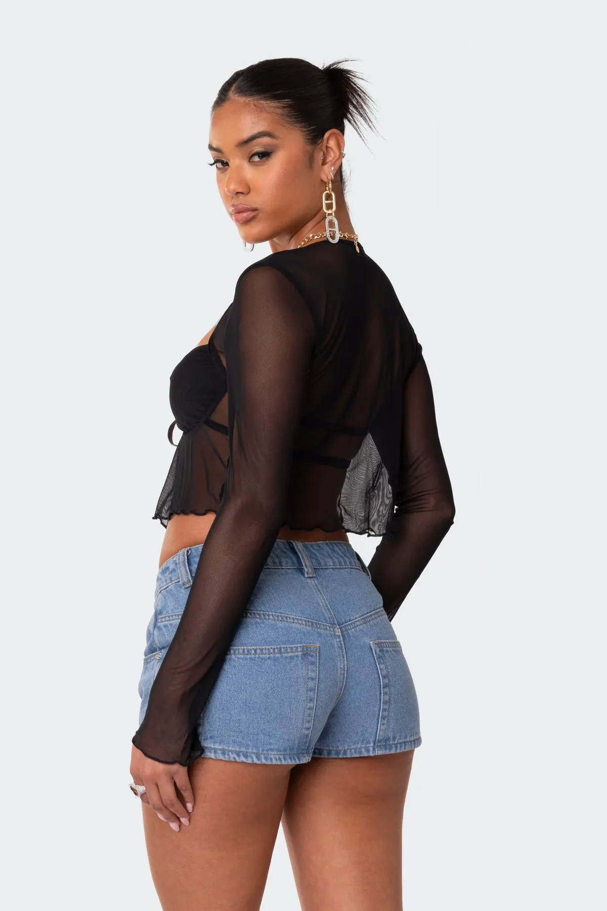 Tie Front Cupped Mesh Top sold by Edikted product image thumbnail 5