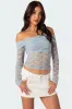 Elysia Fold Over Sheer Lace Top sold by Edikted